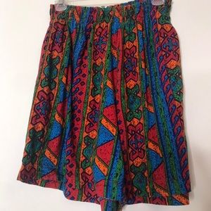Vintage 90s geo print soft shorts coord set